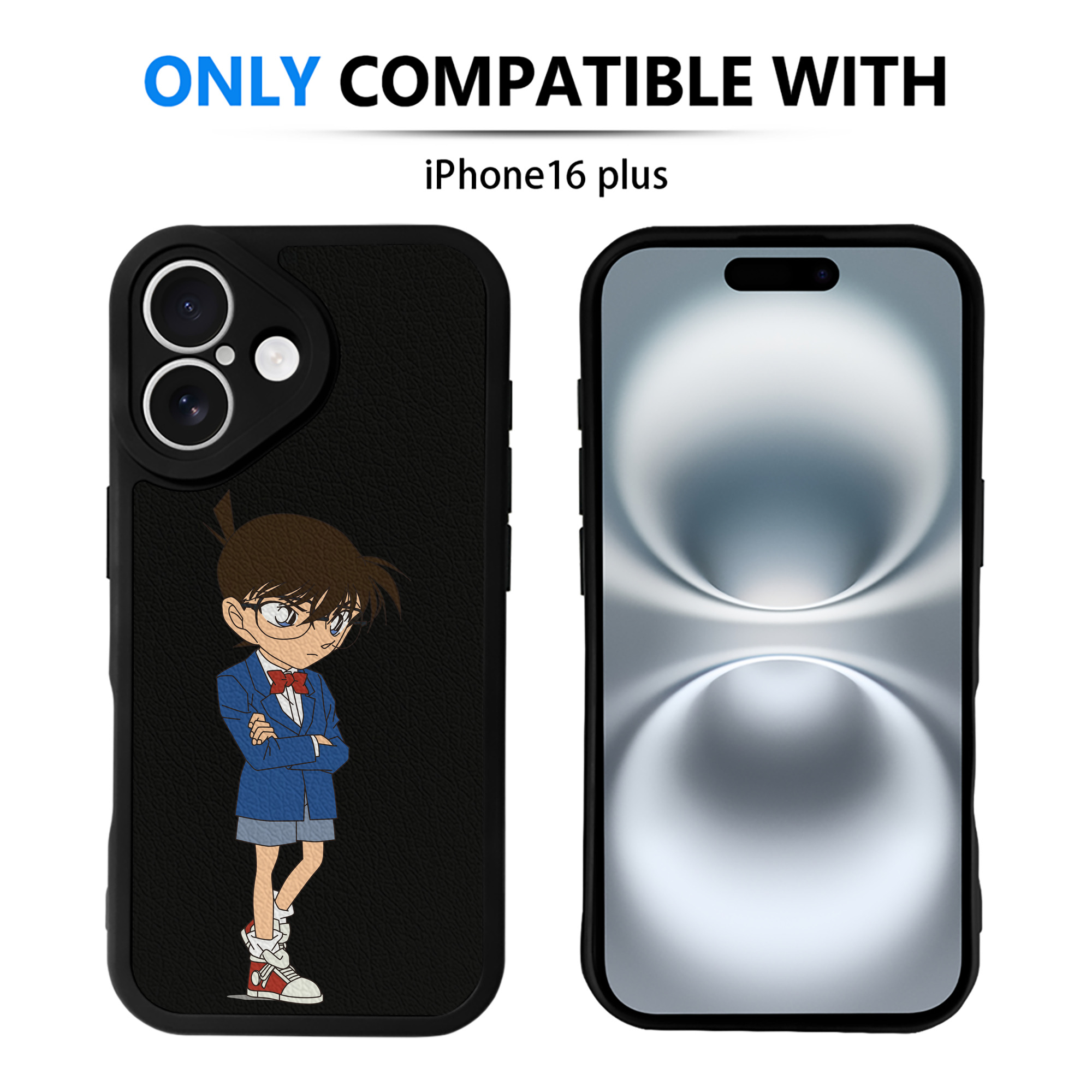 （画像用） 名探偵コナン 江戸川 コナン Detective Conan Conan Edogawa 【iPhone 16シリーズ対応】シリコンスマホケース（レザー調） 材質：シリコン